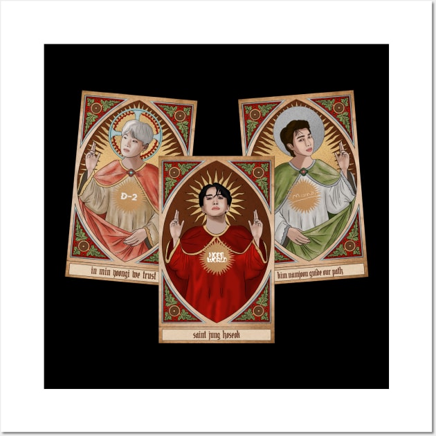 BTS Yoongi Hobi Namjoon Holy Trinity Wall Art by kkotstore